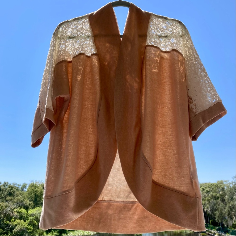 Allison Brittney Beige Lace Cardigan 3X